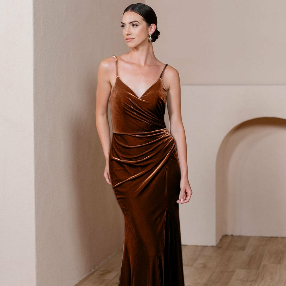 Revelry Rory Velvet Dress Rust Color Size 8